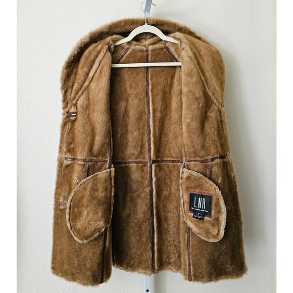 LNR La Nouvelle Rennaissance Penny Lane Brown Suede Faux Fur Button Coat Sz M - Picture 4 of 16